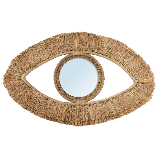 Bazar Bizar | Raffia Eye Spiegel - Naturel - M 1