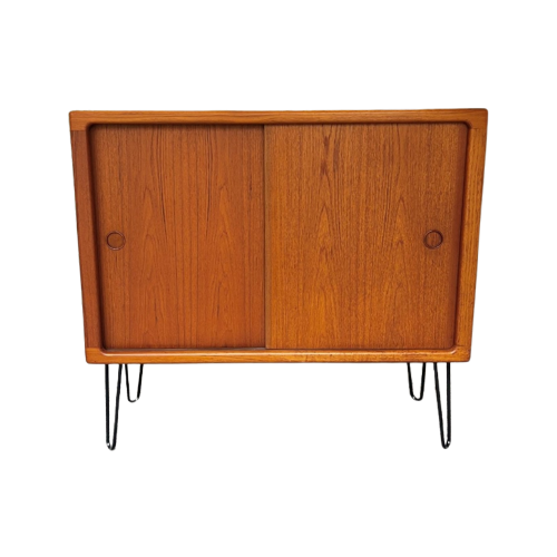 Deens Design Highboard Silkeborg Massief Teak Op Hairpin Legs