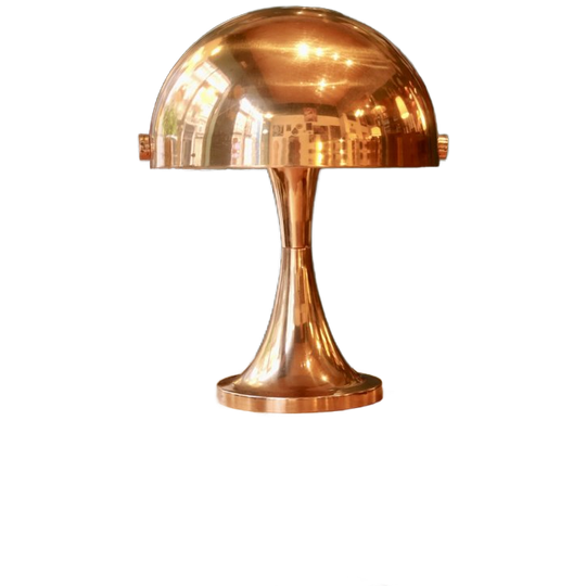 Space Age Koperen Metalen Paddestoel Tafellamp, Jaren 60 1