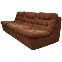 Vintage Bruine Duitse Modulaire 3-zits Bank In Bouclé, Jaren 70