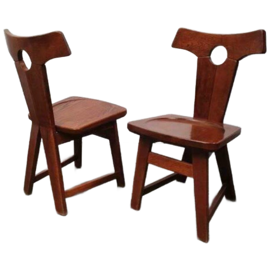 Brutalist Vintage Eiken Stoelen Jaren 60 1