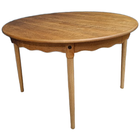 Vintage Deense Eiken Ronde Tafel, Verlengbaar, Jaren 60 1