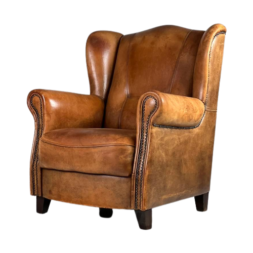 Wingback Fauteuil Schapenleer Klassiek