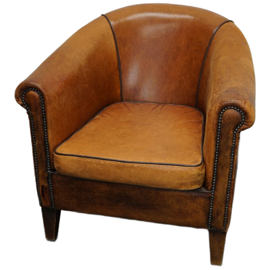 Vintage Dutch Cognac Colored Leather Club Chair 1