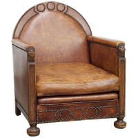 Prachtige, Karaktervolle En Unieke Luxe Schapenleren Art Deco Design Fauteuil/ Armchair