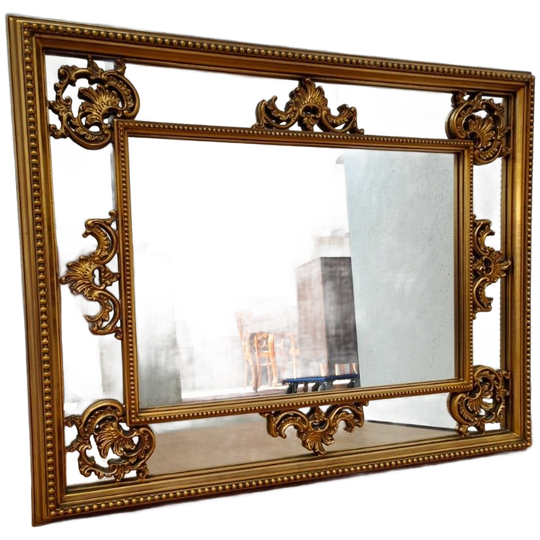 Grote Vintage Goudkleurige Spiegel, Schouwspiegel Badkamerspiegel 103 1