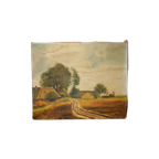 Vintage Landscape Painting On Canvas * Signed Countryside Scene thumbnail 1