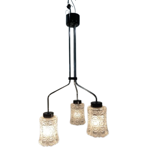 Vintage Chrome And Glass Chandelier By Lidokov