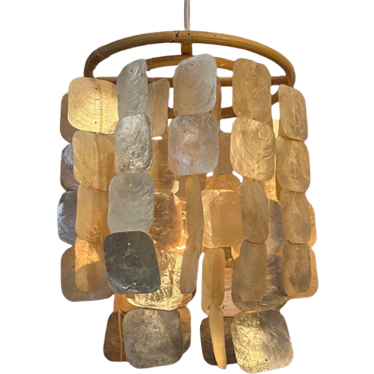 Vinage Hollywood Lamp Hanglamp Capiz Schelp Opaline Parelmoer 1
