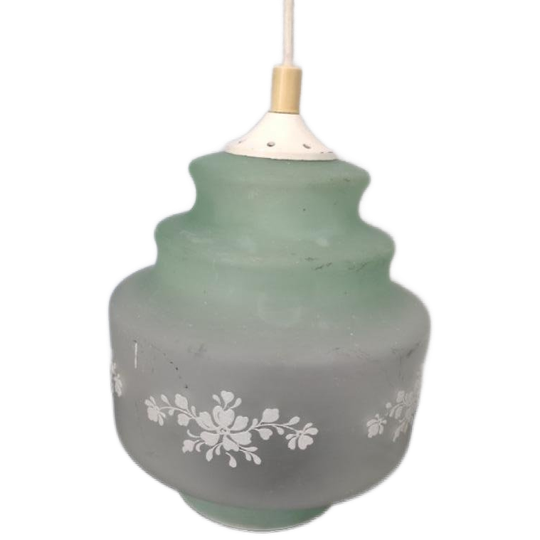 Vintage Hanglamp Matglas Lichtgroen 1