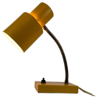 Vintage Desk Lamp - Yellow - Brass Gooseneck And Power Switch On The Base