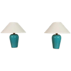 Set Van 2 Vintage Klassieke Tafellampen, Blauw / Turkoois thumbnail 1