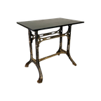 Industriele Tafel, Tuintafel Met Hardsteen Plaat Op Gietijzeren Frame, Jaren 30 thumbnail 1