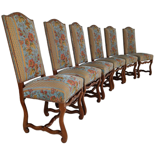 Beech Os De Mouton Tapestry Chairs (set Of 6) 1