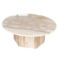 Set 2x Gubi-epic: Coffee Table - Warm Taupe Travertine
