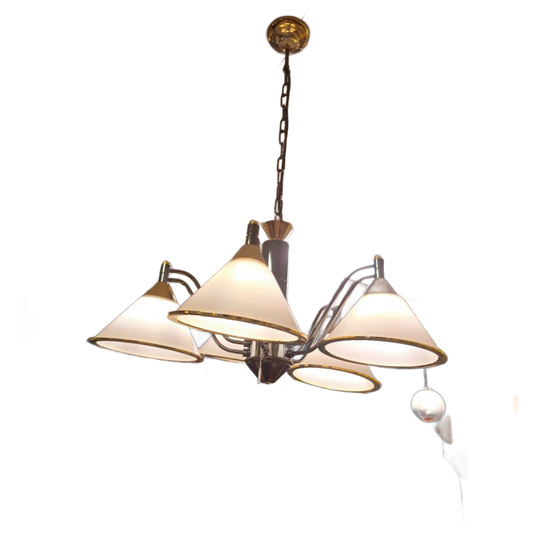 Vintage Hanglamp Melkglas Messing Lamp 1