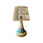 Deens Design Keramiek Tafellamp Vintage Met Rotan Kap thumbnail 1