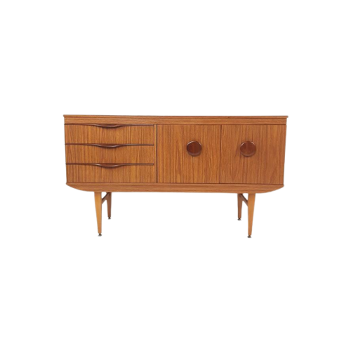 Vintage Teak Houten Dressoirtje | Tv Meubel Rond Dressoir