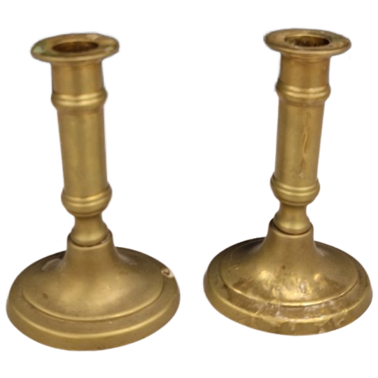 Set Van Twee Oude Kaarsenstandaard, Messing 1