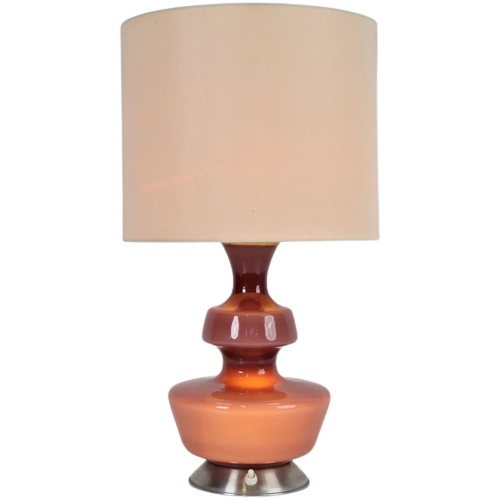 Vintage Deense Glazen Tafellamp Holmegaard Denmark ‘60 Paars