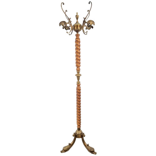 Regency Barley Twist Staande Kapstok Messing Leeuwenkoppen 1