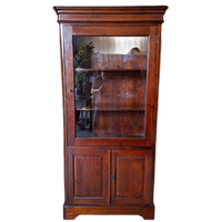 Klassiek Teakhouten Vitrinekast, Servieskast, Buffetkast Afm.94x39 En 190cm Hoog.