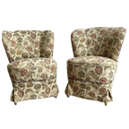 Set Van 2 Vintage Gebloemde Fauteuils / Cocktailstoelen thumbnail 1