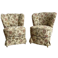 Set Van 2 Vintage Gebloemde Fauteuils / Cocktailstoelen