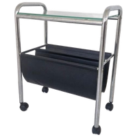 Vintage Verrijdbare Magazine Rack Krantenback Design.
