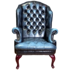 Blauwe Chesterfield Barrelback Fauteuil thumbnail 1