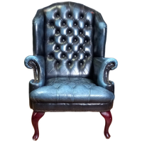 Blauwe Chesterfield Barrelback Fauteuil