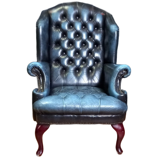 Blauwe Chesterfield Barrelback Fauteuil 1