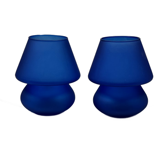 Vintage Set Glazen Blauwe Mushroom Lampen, Habitat, 1980's 1