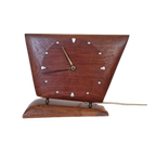 Vintage Elektrische Massief Teak Houten Tafelklok thumbnail 1