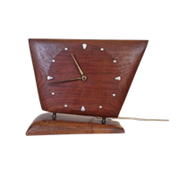 Vintage Elektrische Massief Teak Houten Tafelklok
