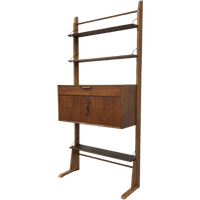 Vintage Wandmeubel Wandkast Teak Fineer Simpla Vrijstaand Ja