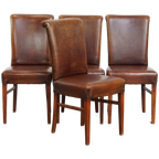Tijdloze Set Van 4 Statige Comfortabele Eetkamerstoelen Van Schapenleer thumbnail 1
