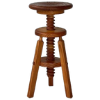 Jaren 70 Schroefkruk Vintage Kruk Pine Stool Retro Krukje thumbnail 1