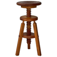 Jaren 70 Schroefkruk Vintage Kruk Pine Stool Retro Krukje