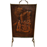 Antiek Voorzet Scherm Haardscherm Openhaardscherm Van Koper