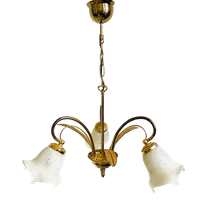 Mid-century Driearmige Kroonluchter Palmbladeren Hollywood Regency 1970’s