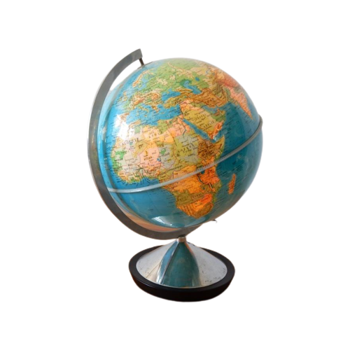 Retro Vintage Wereldbol Globe Lamp Tafellamp Uit 1973