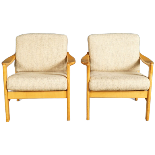 Deense Loungefauteuils – Notenhout – Jaren 60 1