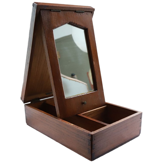 Houten Kapdoos Met Spiegel, Jaren '40/'50 1