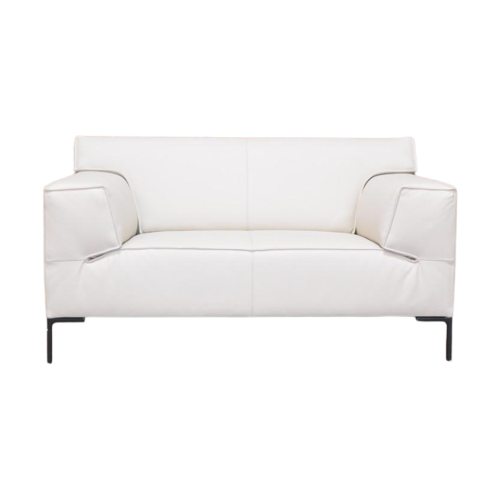 Refurbished Witte Leren Design On Stock Bloq Loveseat!