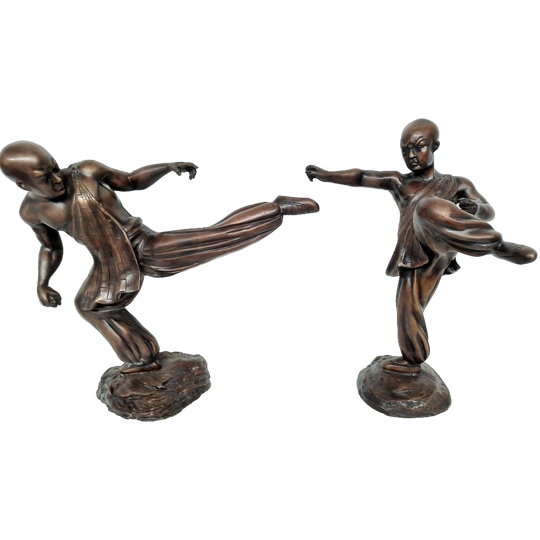 Set Bronzen Beelden Shaolin Monniken Boeddhisme 1