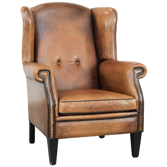 Grote En Comfortabele Schapenleren Oorfauteuil Met Een Karaktervolle Uitstraling 1