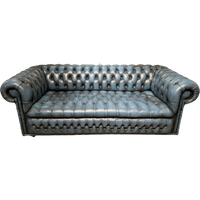 Gave Engelse Chesterfield 3 Zits Bank Jeans Blauw Buttonseat