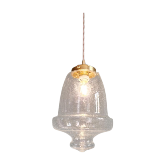 Transparante Hanglamp Van Bubbelglas, Jaren 70 1