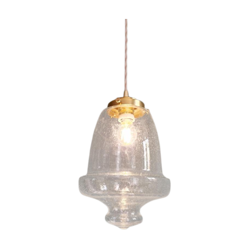 Transparante Hanglamp Van Bubbelglas, Jaren 70